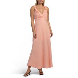 SELFIE LESLIE Nude Zanzibar Surplice Neckline Maxi Dress